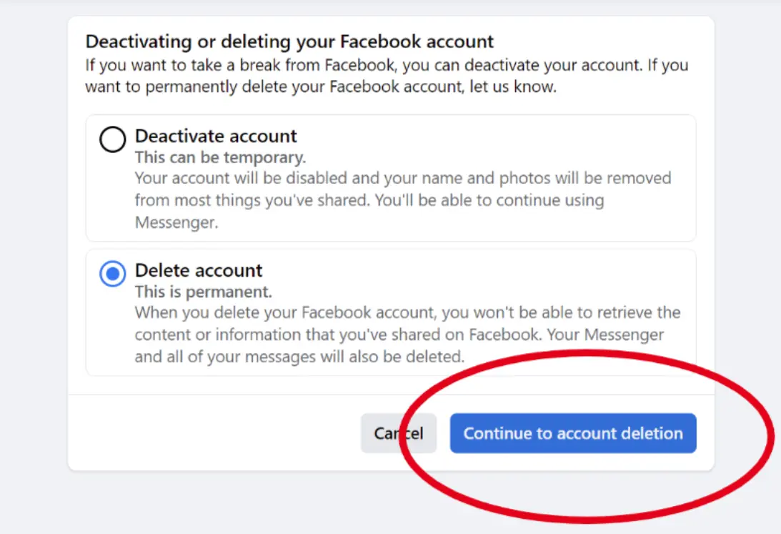 delete facebook account descriptive picture 2